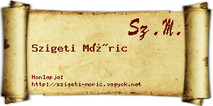 Szigeti Móric névjegykártya